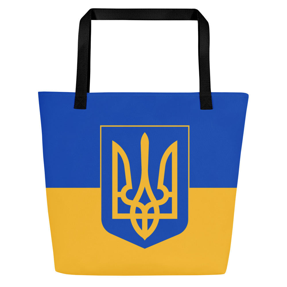 Large Tote Bag with Pocket - Trident & Flag
