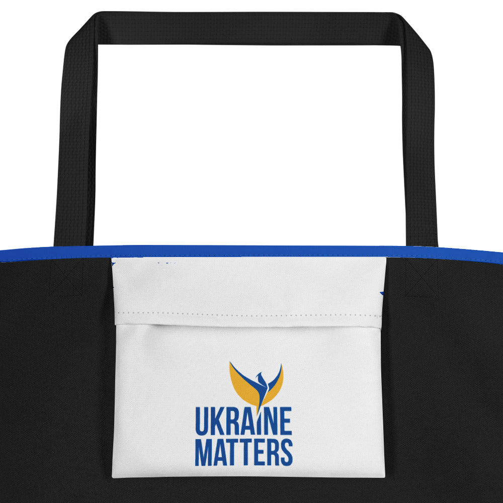 Large Tote Bag with Pocket - Trident & Flag
