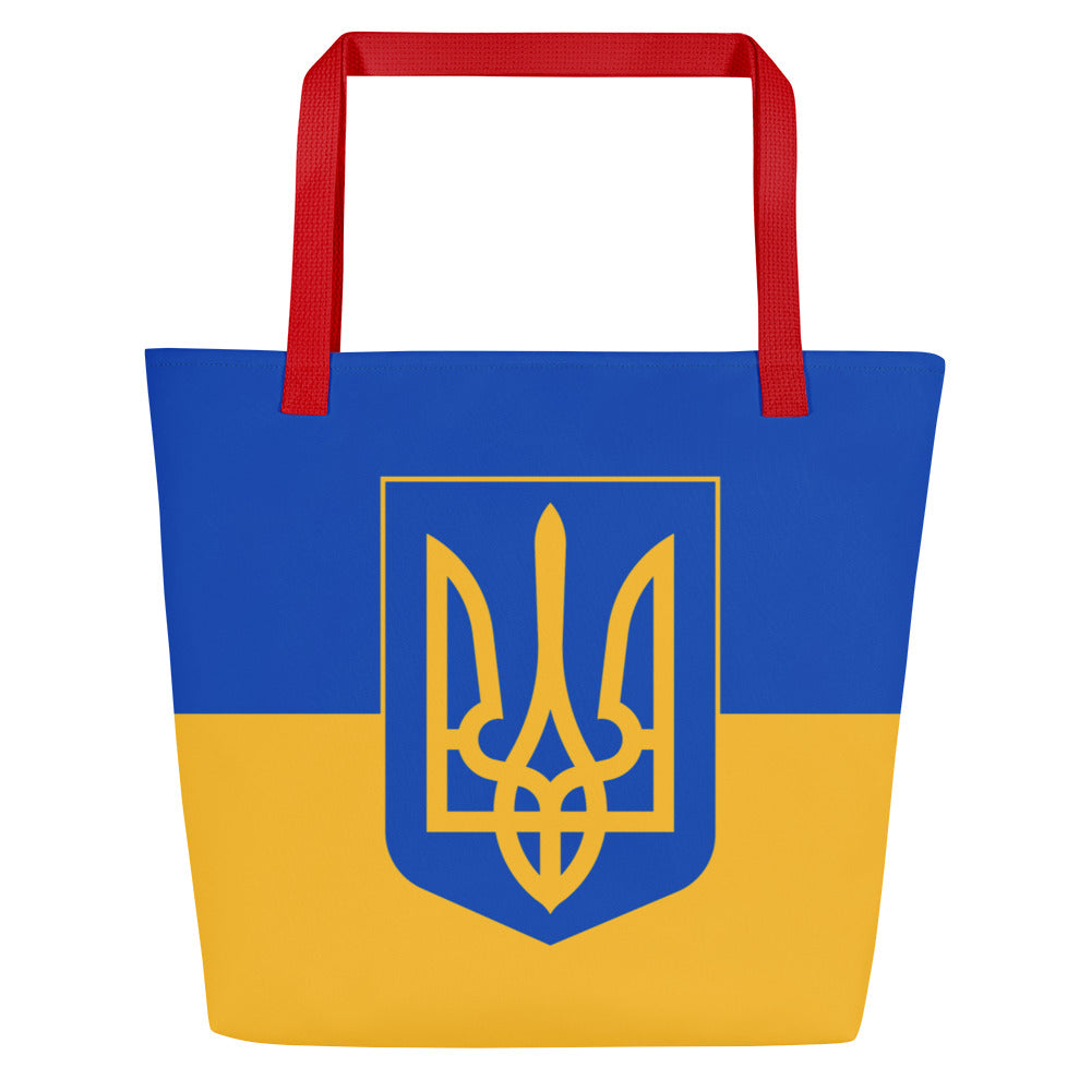 Large Tote Bag with Pocket - Trident & Flag