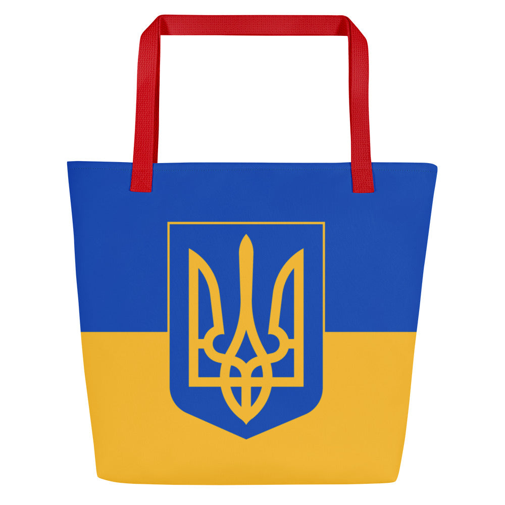 Large Tote Bag with Pocket - Trident & Flag