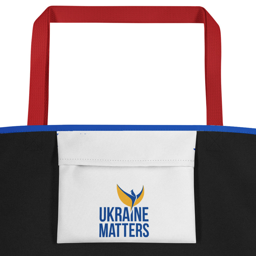 Large Tote Bag with Pocket - Trident & Flag