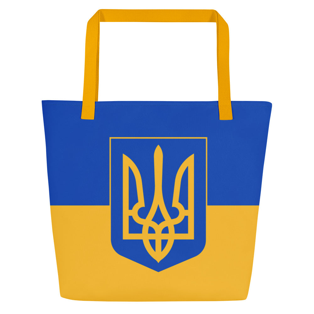 Large Tote Bag with Pocket - Trident & Flag