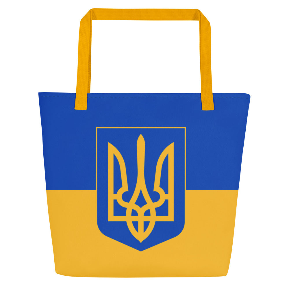 Large Tote Bag with Pocket - Trident & Flag