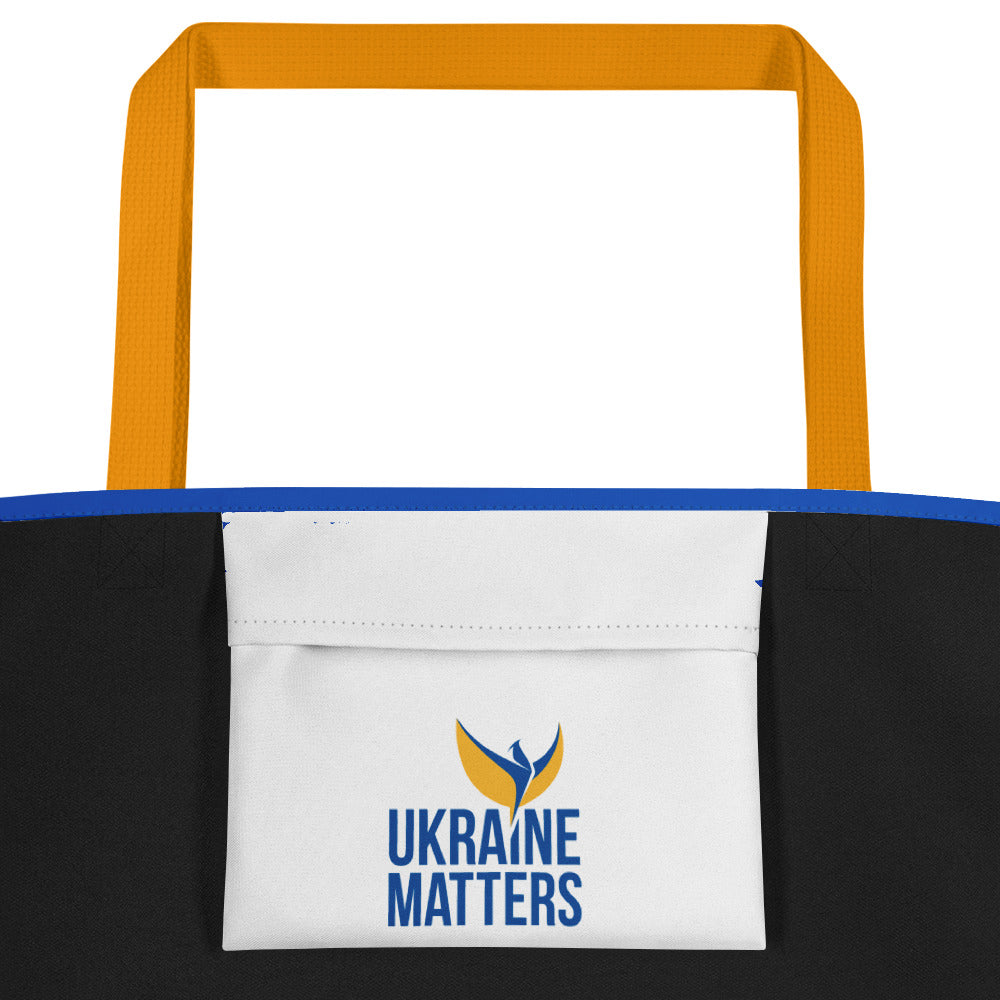 Large Tote Bag with Pocket - Trident & Flag