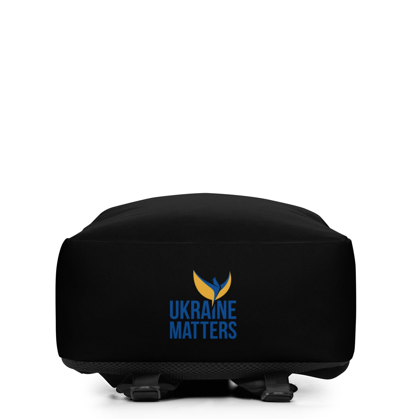 Streamlined Black Backpack - Ukraine Matters Logo