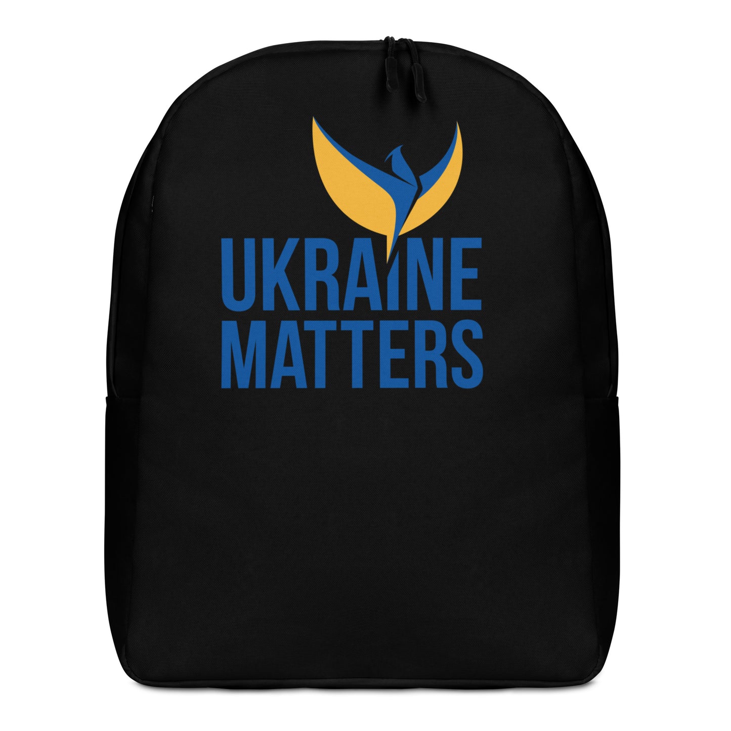 Streamlined Black Backpack - Ukraine Matters Logo