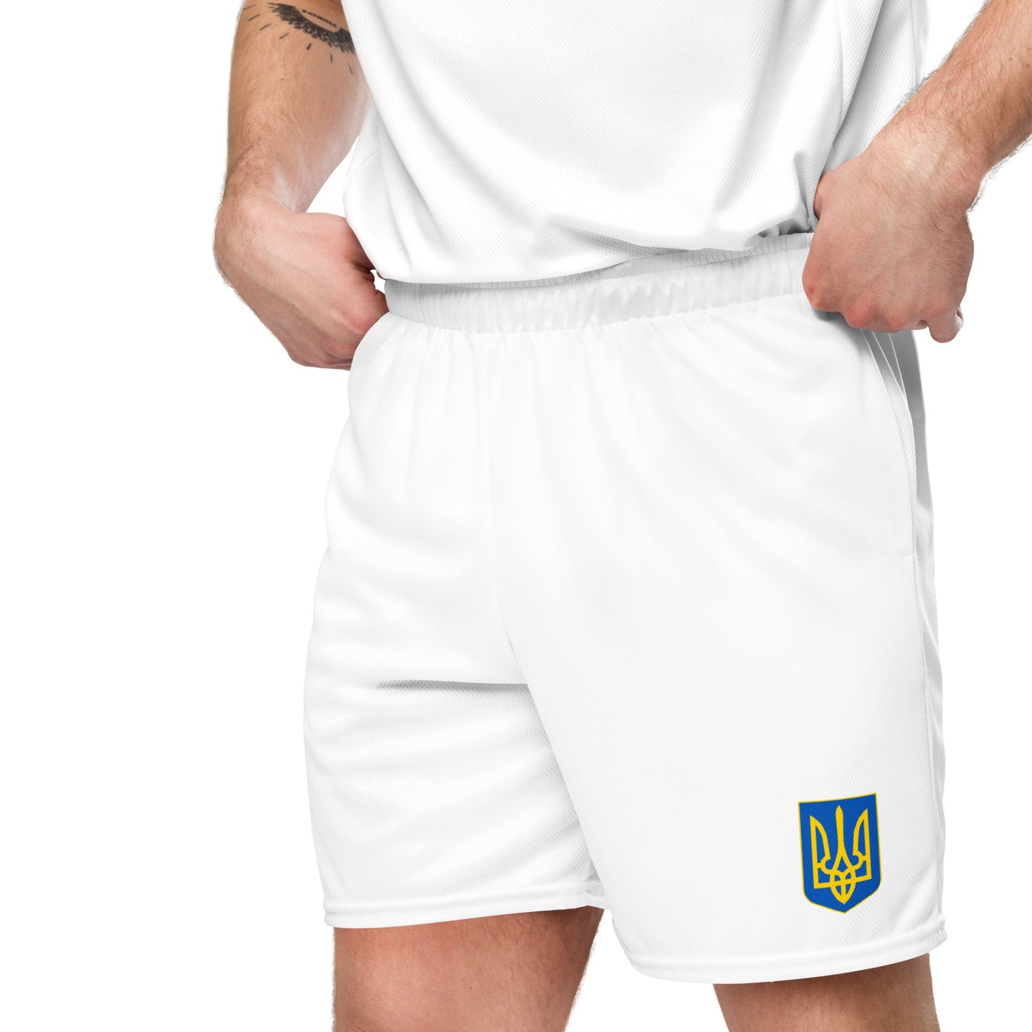 Unisex White Mesh Shorts - Trident