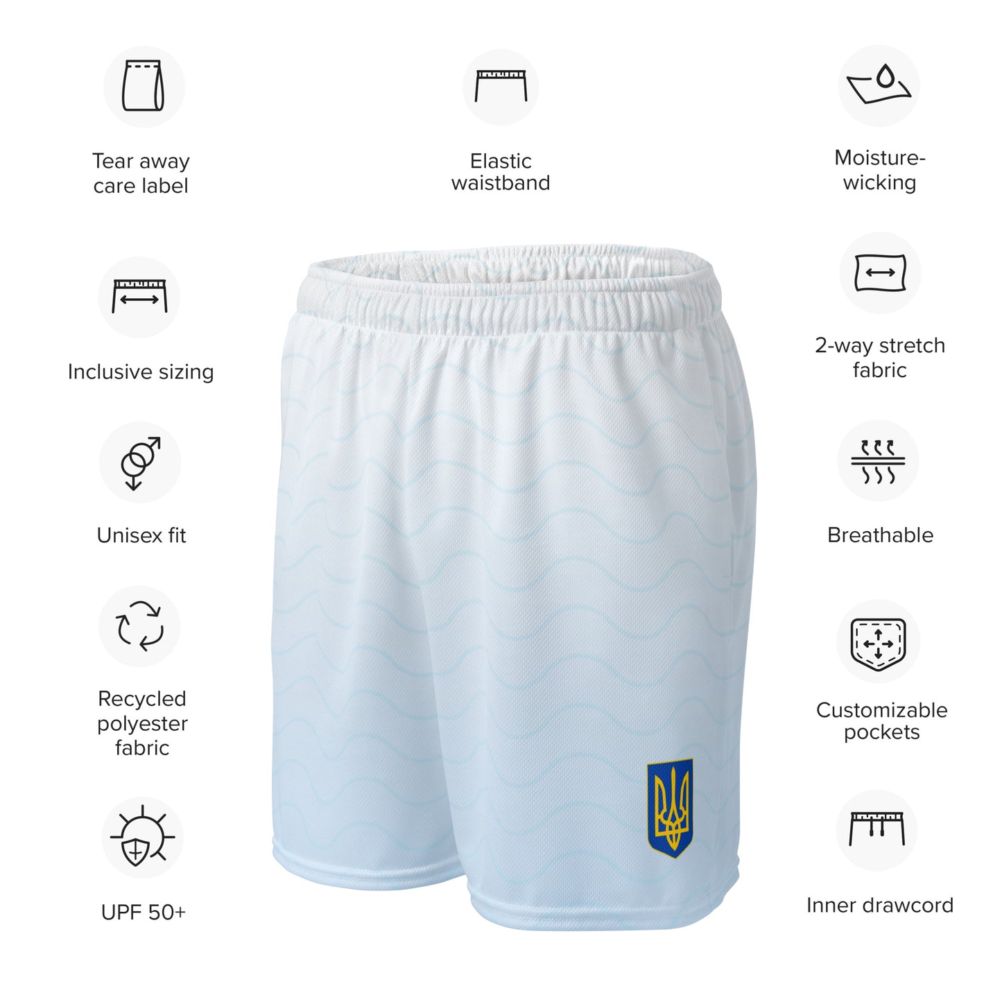 Unisex Blue Fade Mesh Shorts - Trident