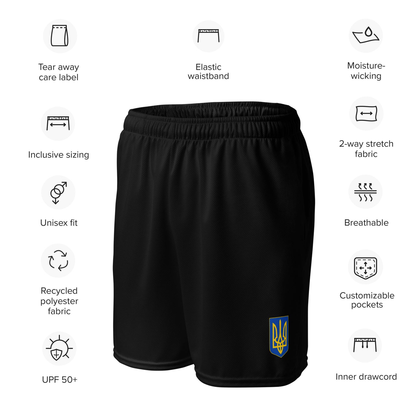Unisex Black Mesh Shorts - Trident