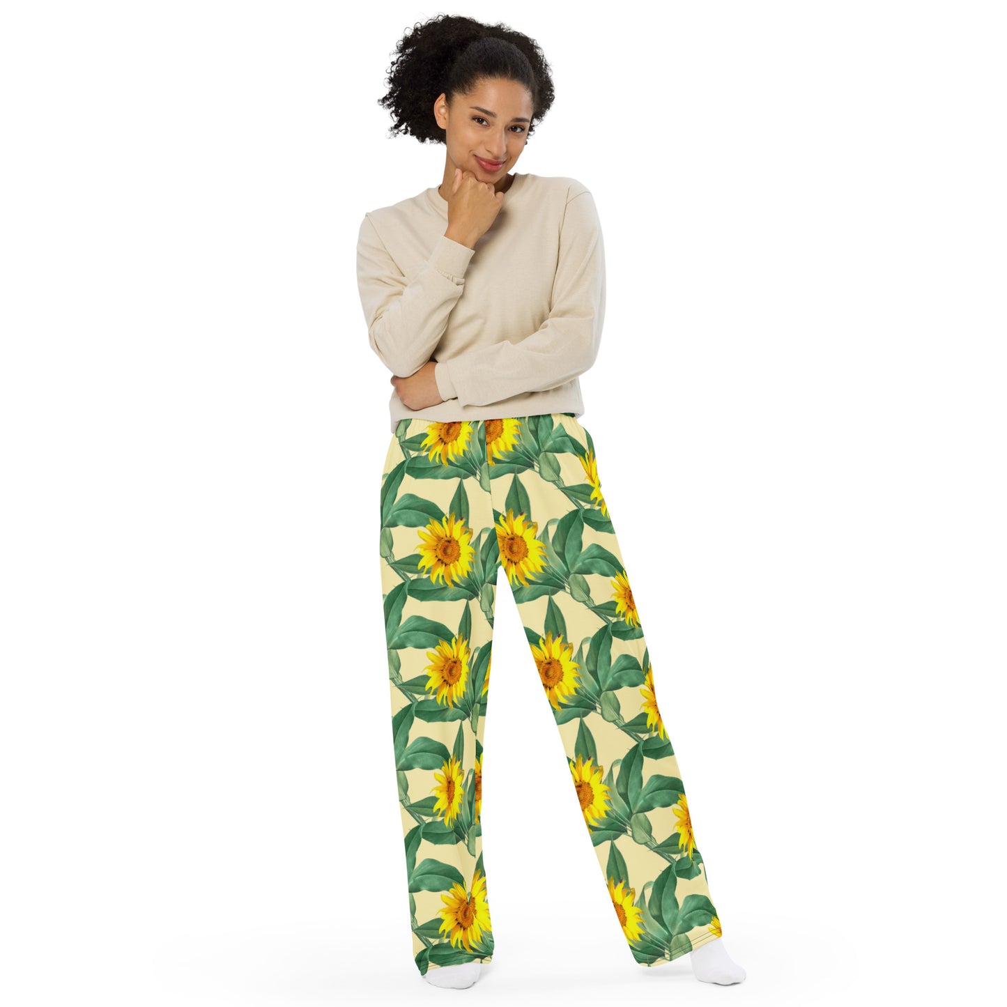 Unisex Wide-leg Pants - Sunflower Beauty