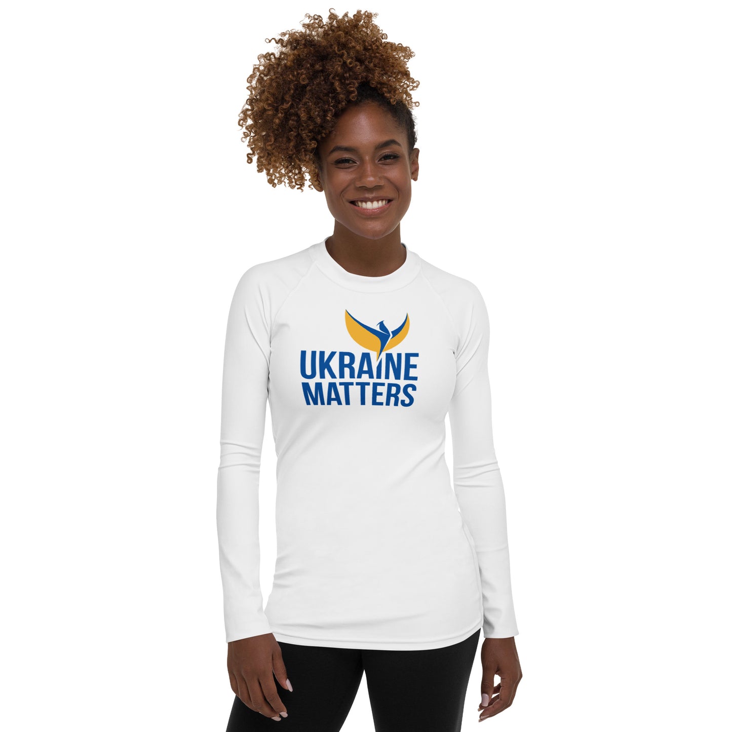 Women's Rash Guard Shirt - Ukraine Matters Logo
