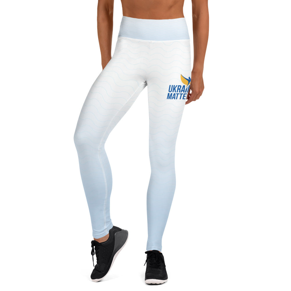 Blue Fade Yoga Leggings - Ukraine Matters Logo