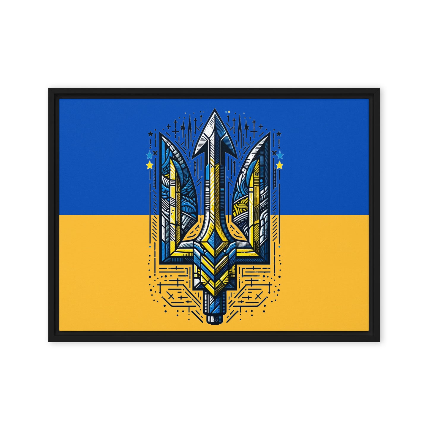 Framed Canvas Painting - Alternative Trident & Flag