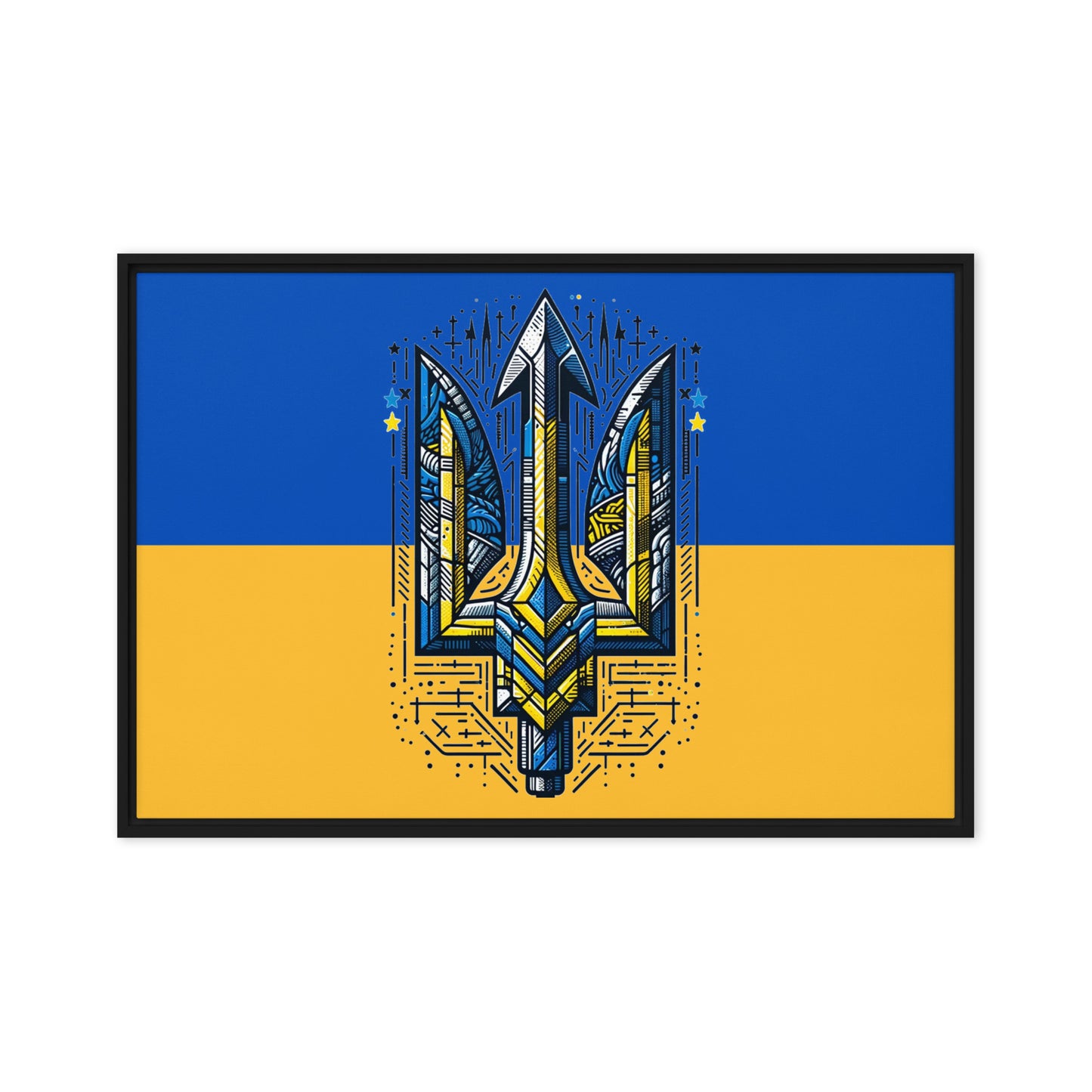 Framed Canvas Painting - Alternative Trident & Flag