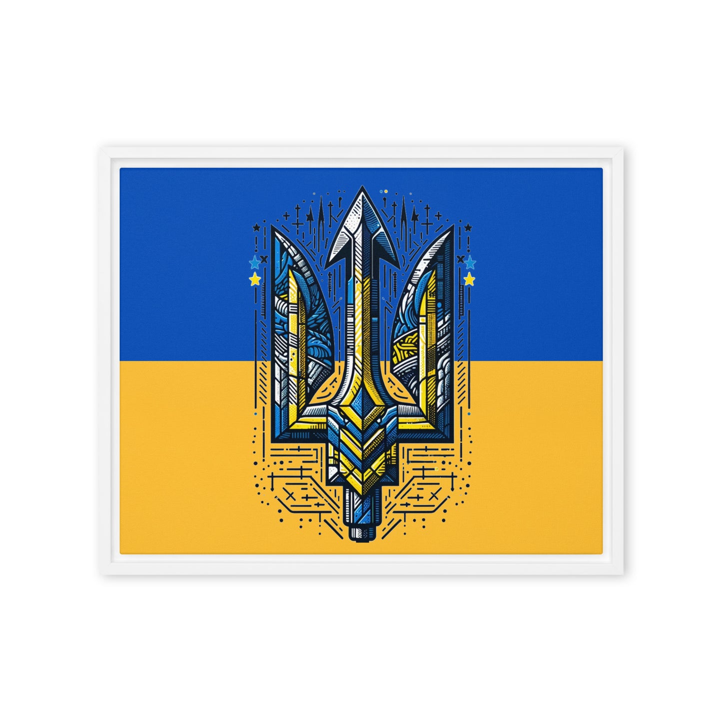 Framed Canvas Painting - Alternative Trident & Flag