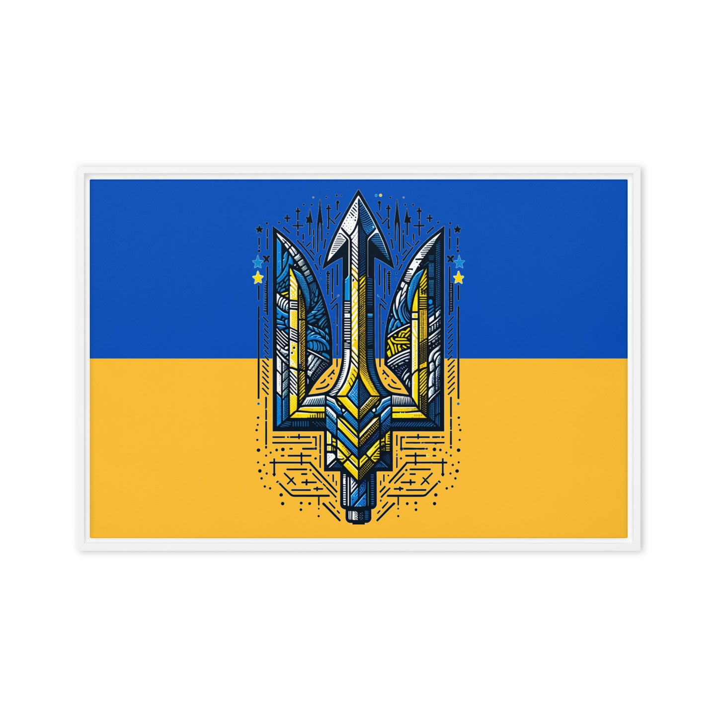 Framed Canvas Painting - Alternative Trident & Flag