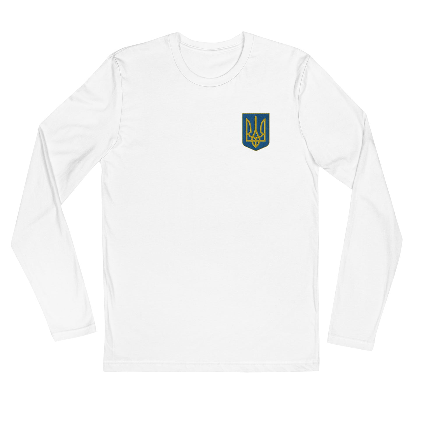 Long Sleeve Fitted Crew Neck Sweatshirt - Embroidered Trident