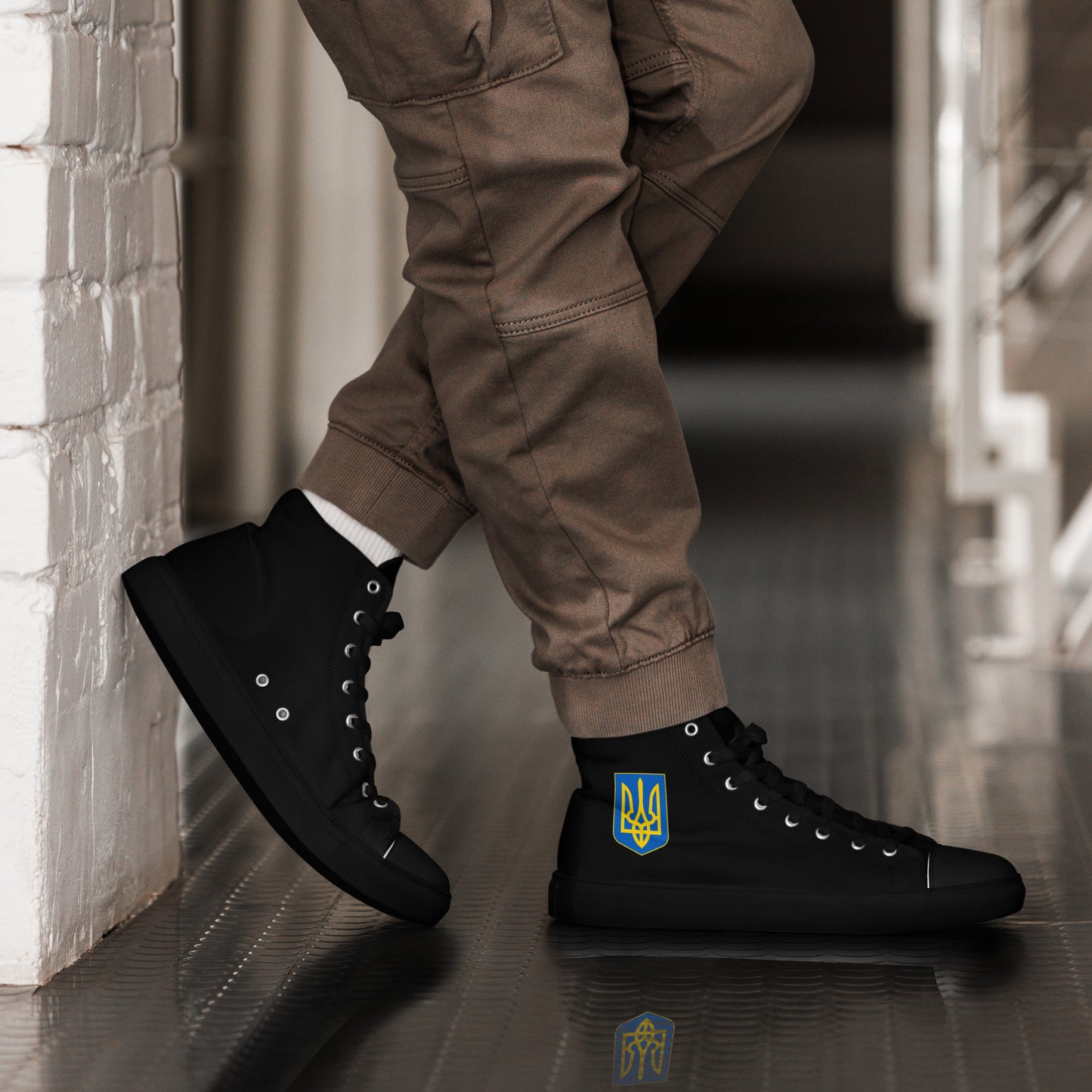 Men’s High Top Black Canvas Shoes - Trident