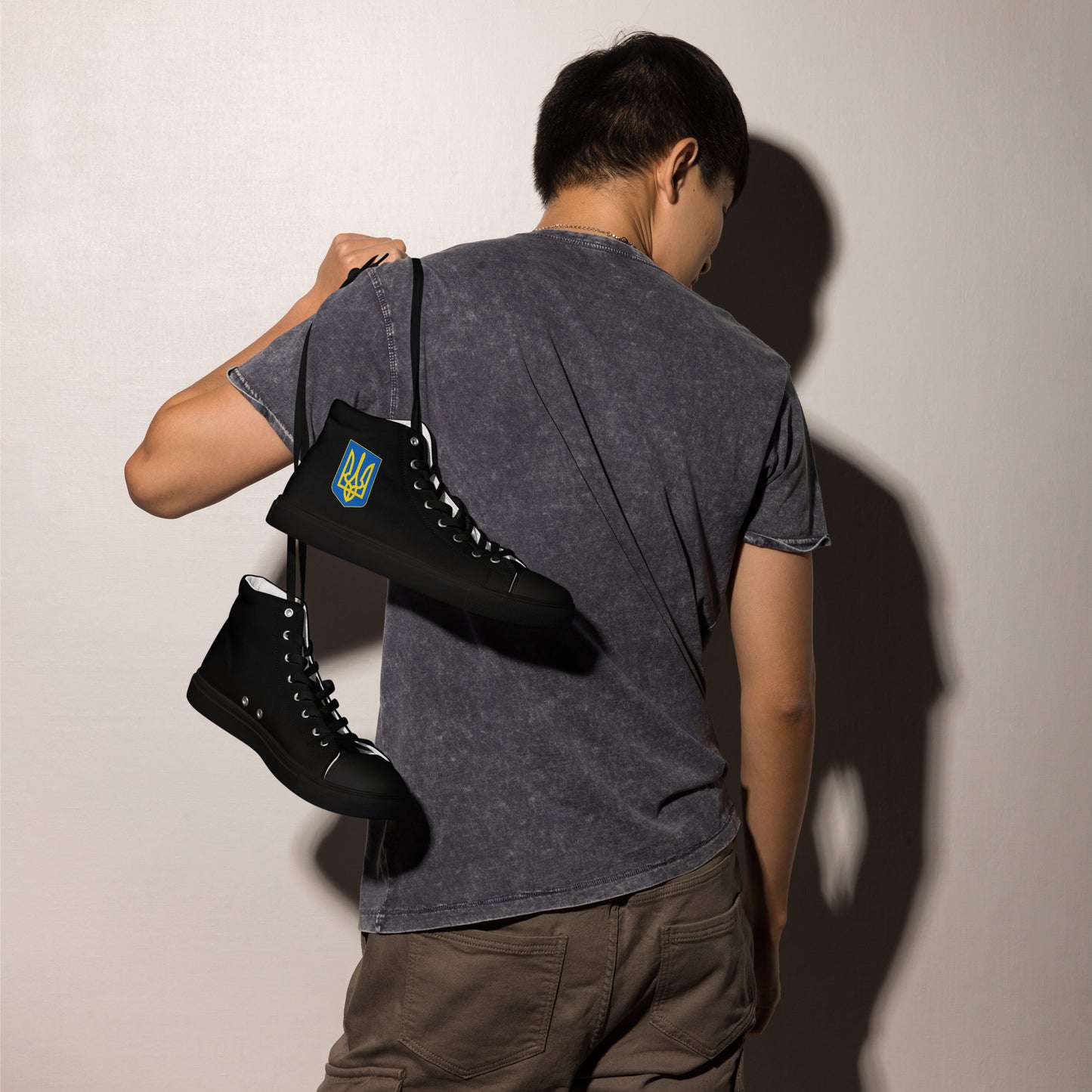 Men’s High Top Black Canvas Shoes - Trident