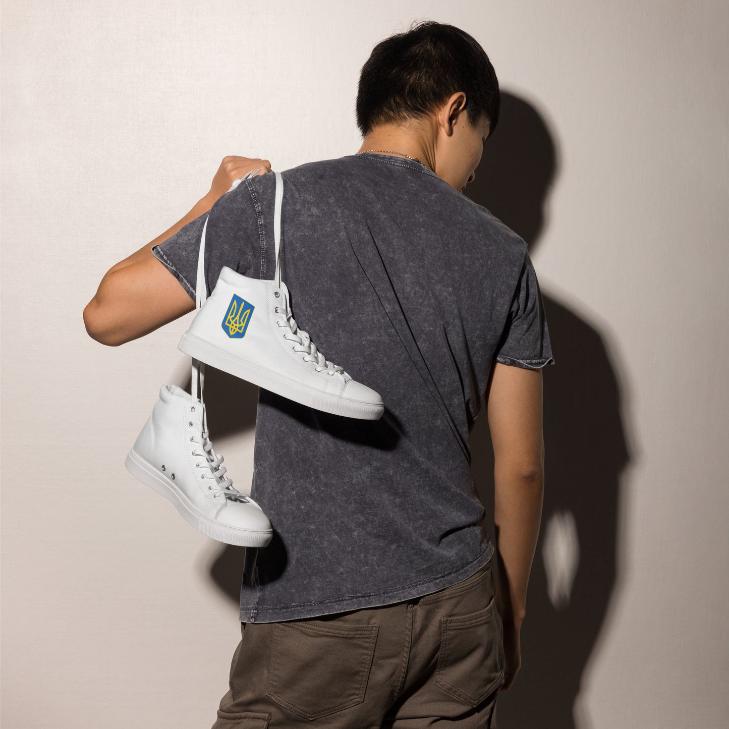 Men’s High Top White Canvas Shoes - Trident
