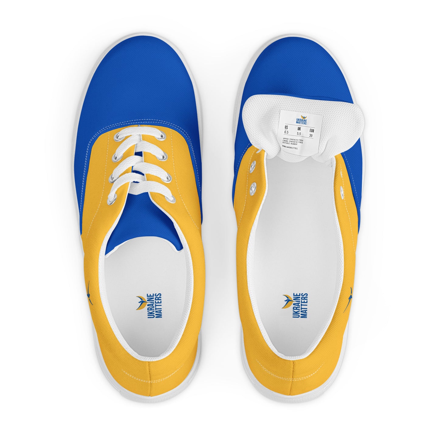 Men’s Lace-up Canvas Shoes - Ukrainian Colors