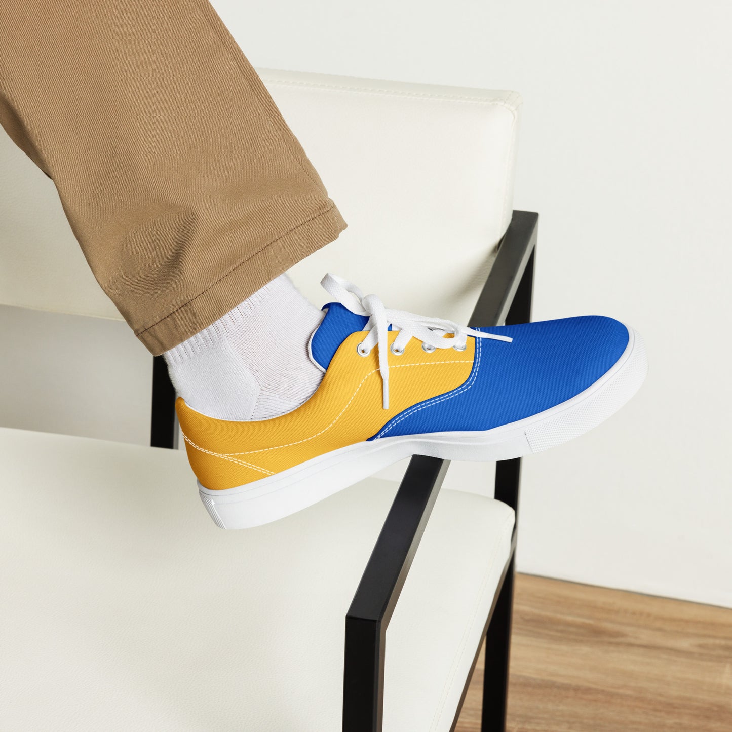 Men’s Lace-up Canvas Shoes - Ukrainian Colors