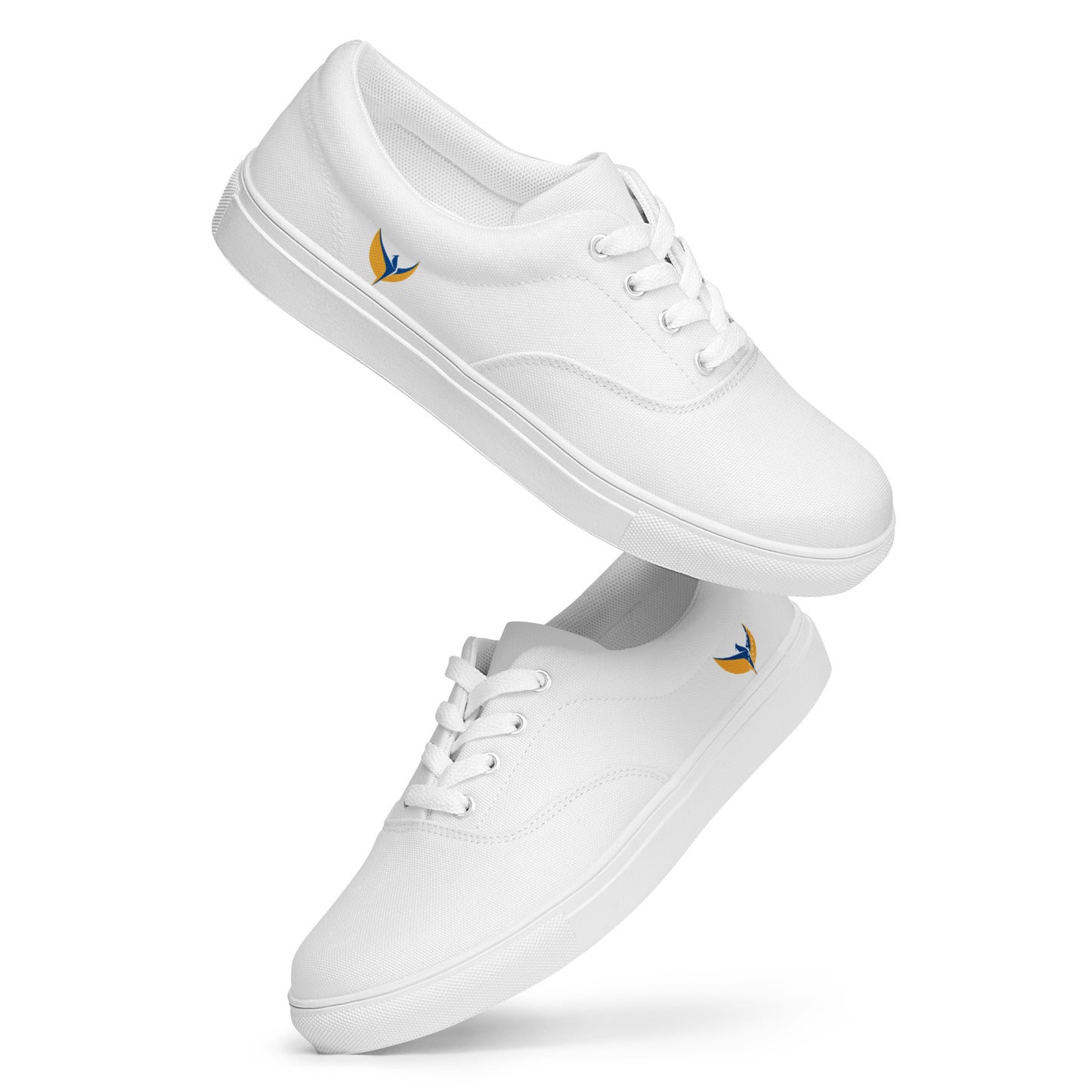 Men’s Lace-up White Canvas Shoes - Phoenix Incogni Side