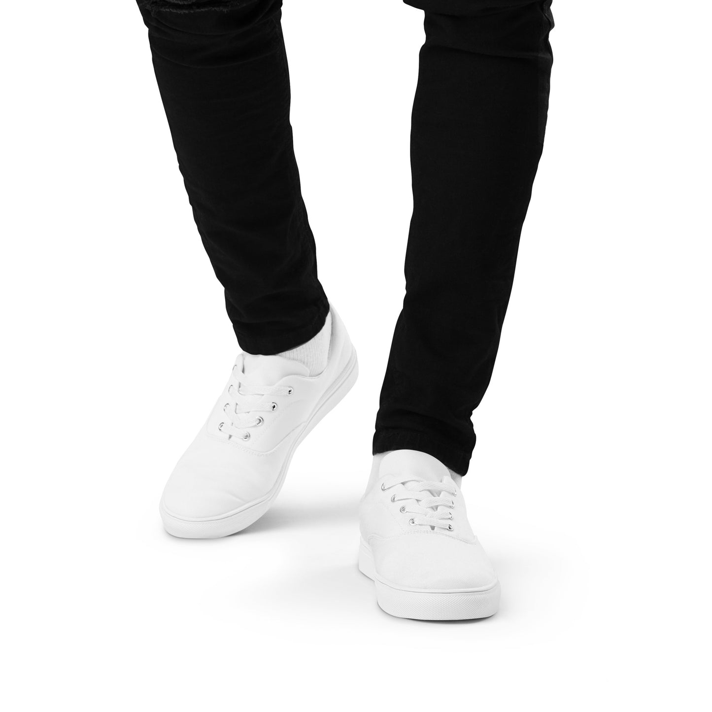 Men’s Lace-up White Canvas Shoes - Phoenix Incogni Side