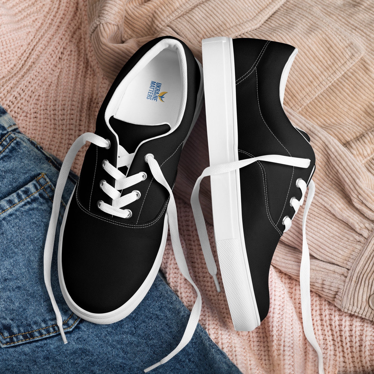 Men’s Lace-up Black Canvas Shoes - Phoenix Incogni
