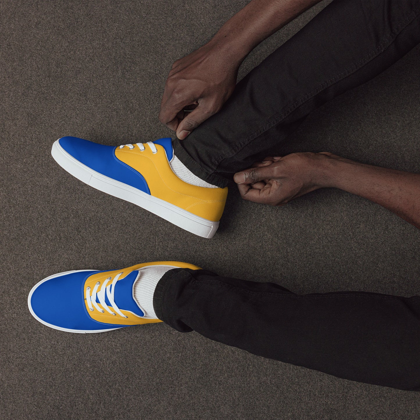 Men’s Lace-up Canvas Shoes - Ukrainian Colors