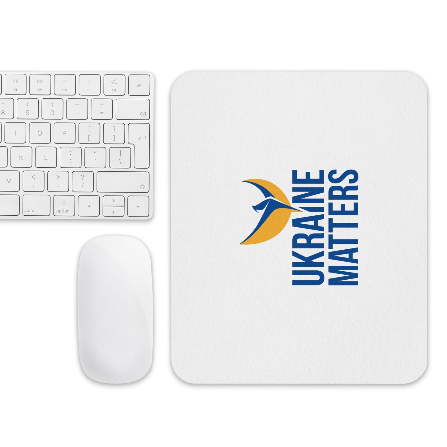 White Mouse Pad - Ukraine Matters Logo