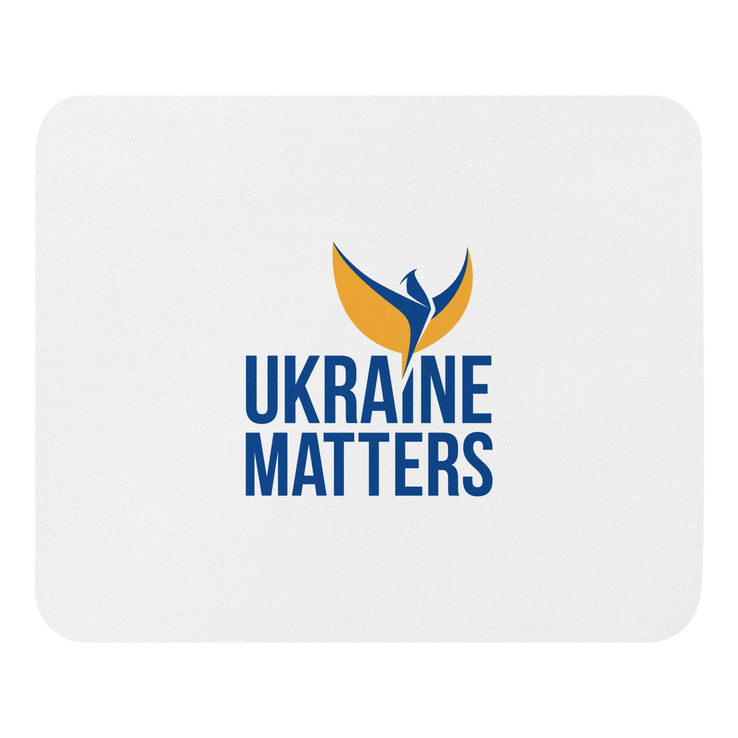 White Mouse Pad - Ukraine Matters Logo