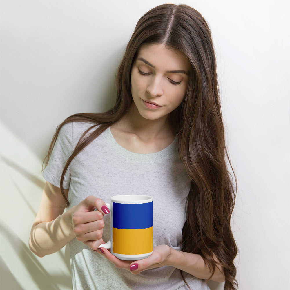 White Glossy Mug - Ukrainian Colors