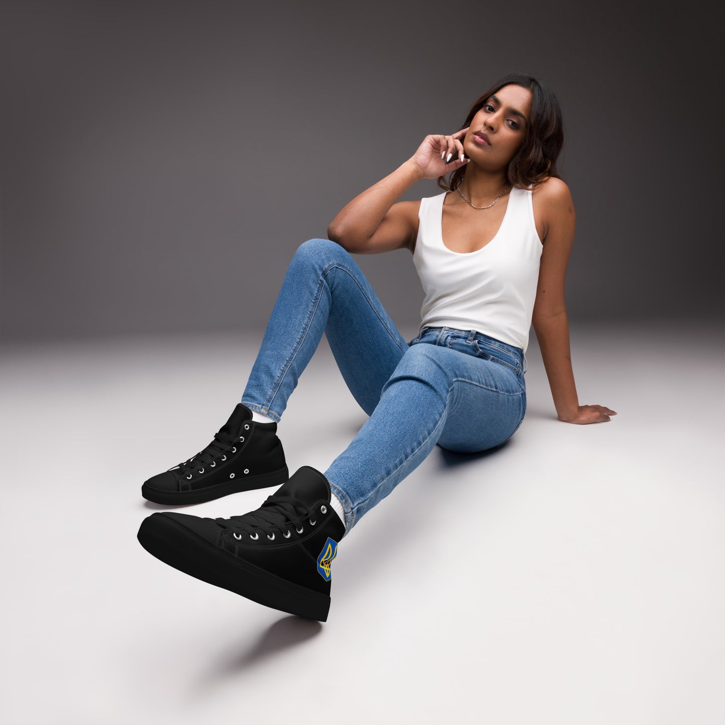 Women’s High Top Black Canvas Shoes - Trident
