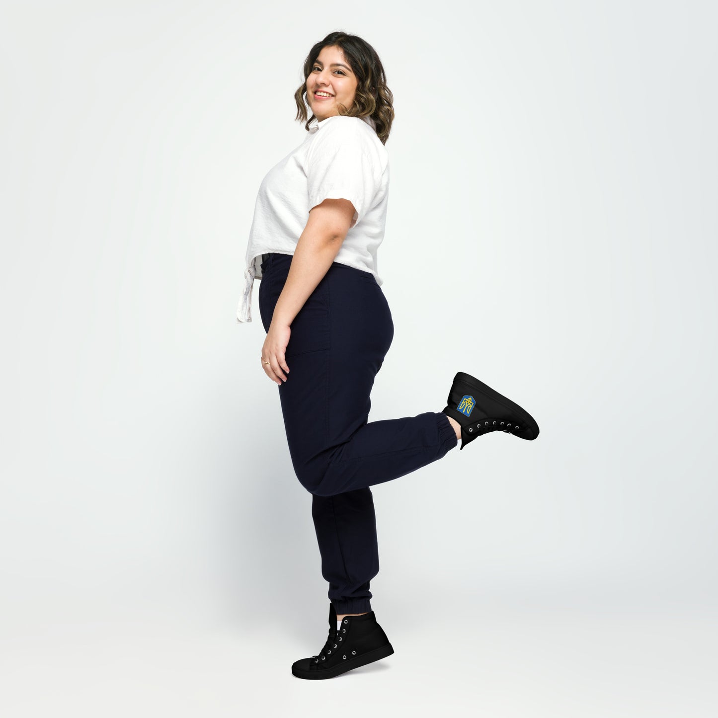 Women’s High Top Black Canvas Shoes - Trident