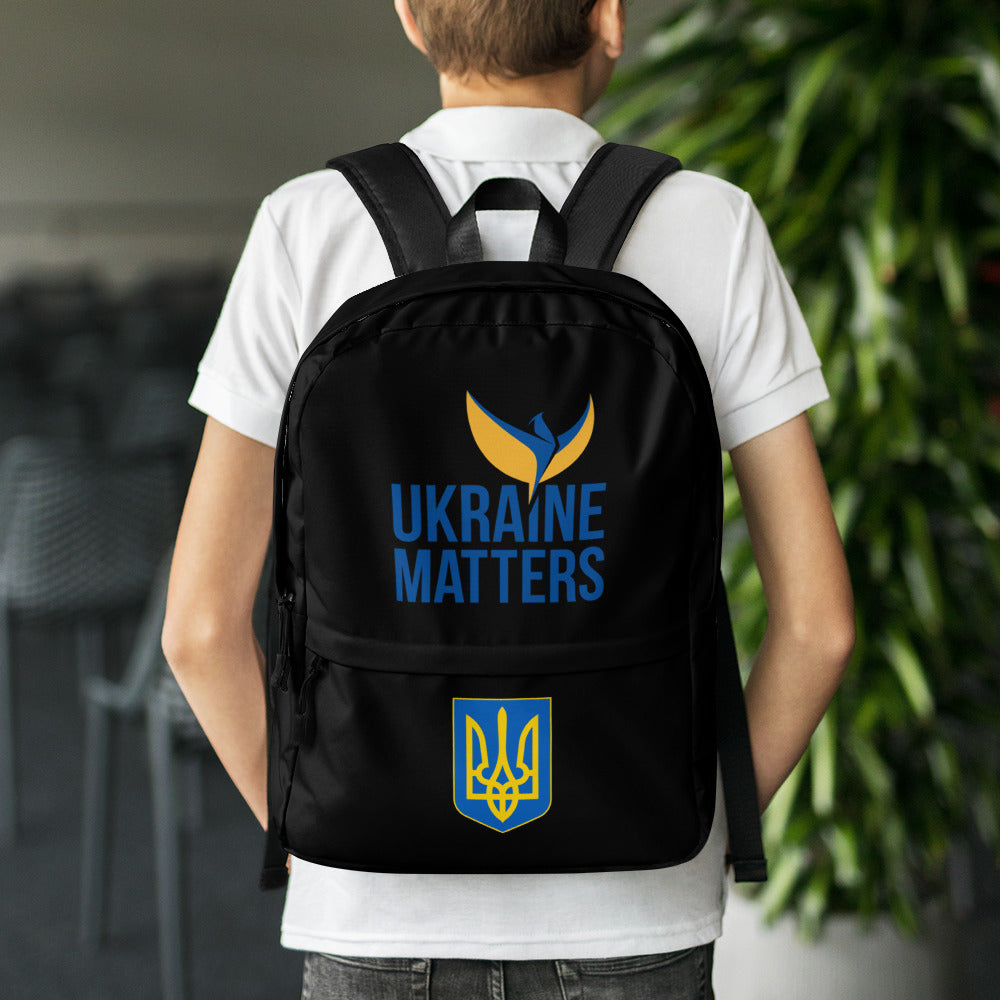 Black Backpack - Ukraine Matters Logo