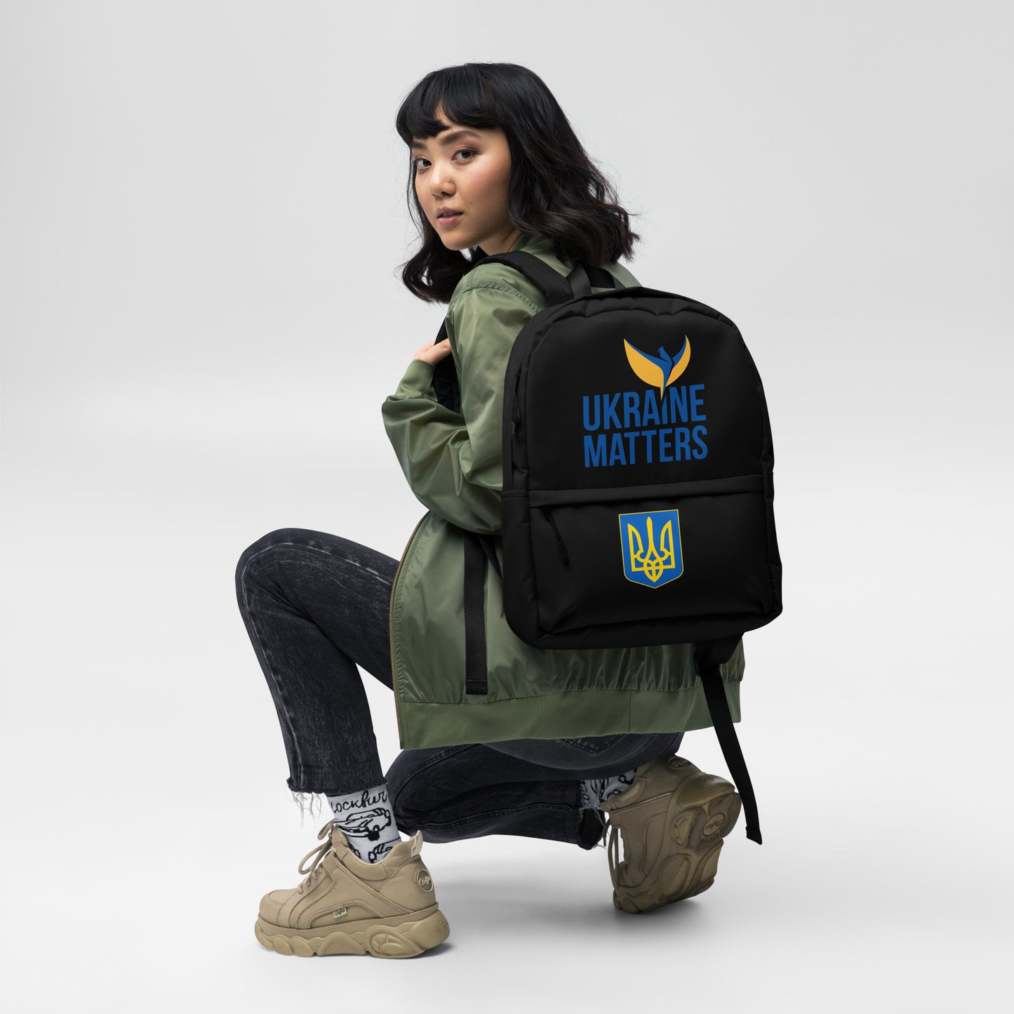 Black Backpack - Ukraine Matters Logo