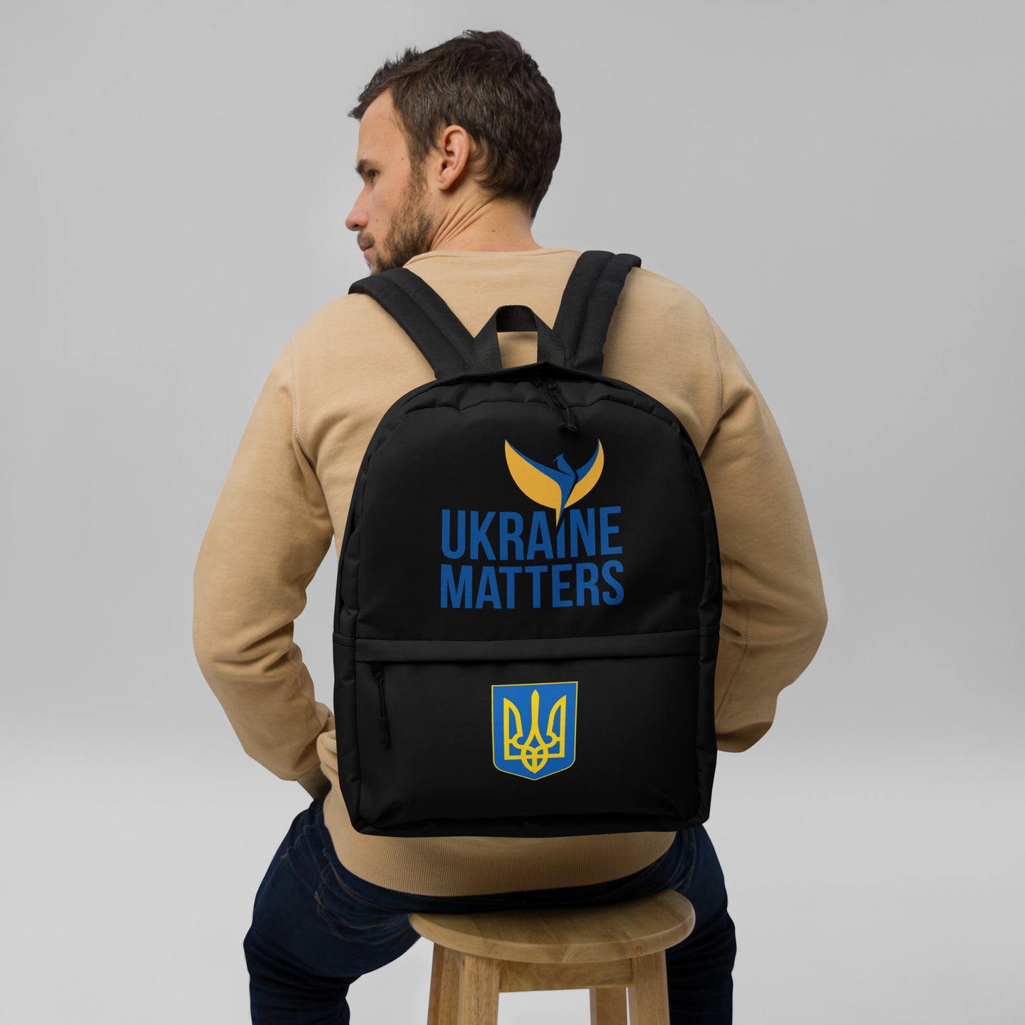 Black Backpack - Ukraine Matters Logo