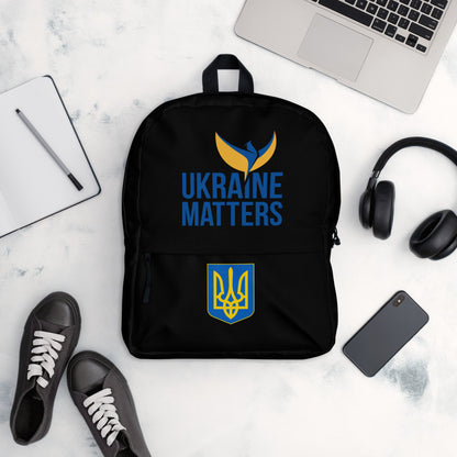 Black Backpack - Ukraine Matters Logo