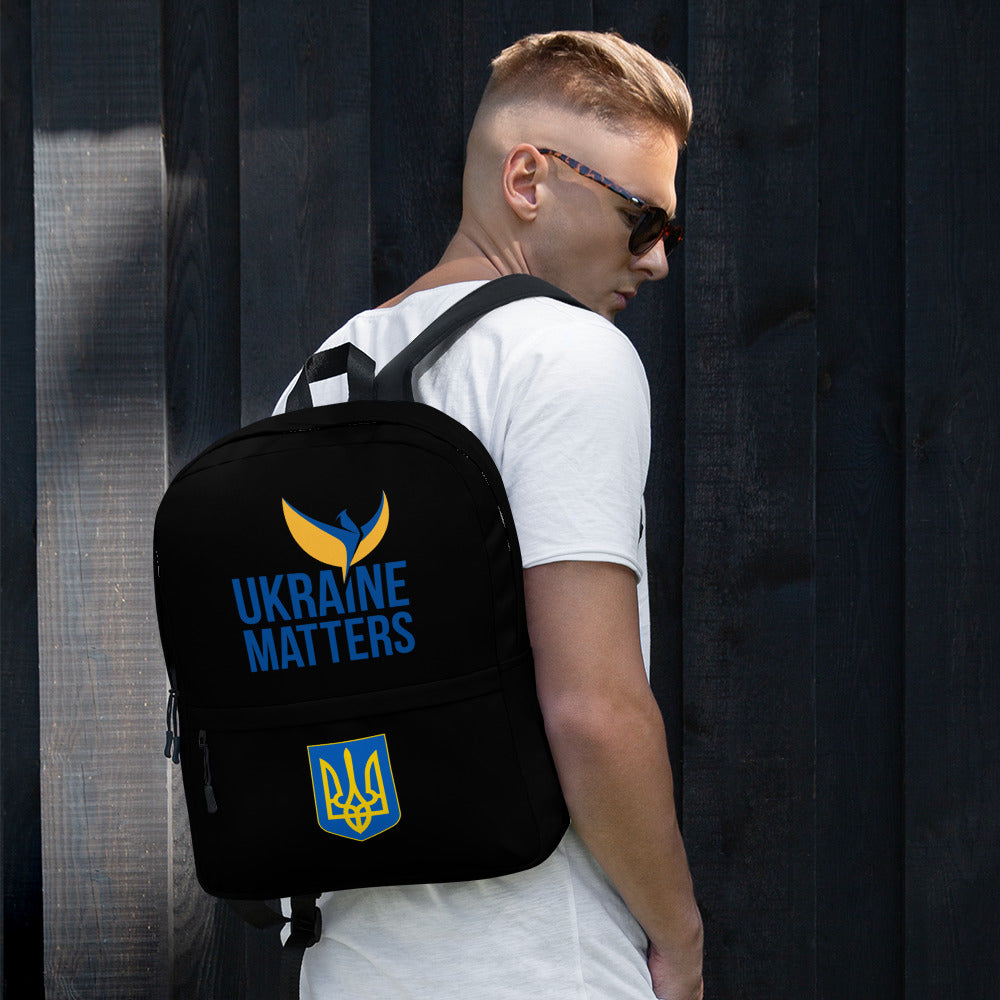 Black Backpack - Ukraine Matters Logo