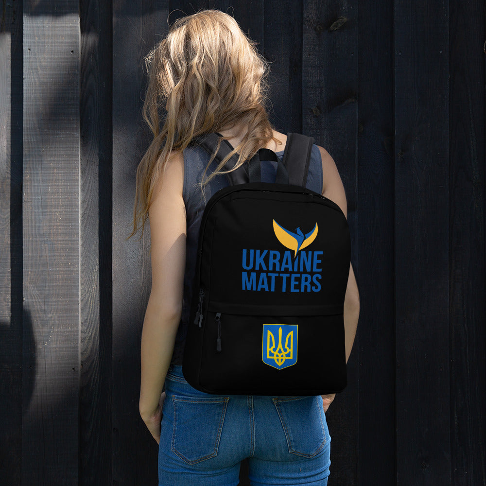 Black Backpack - Ukraine Matters Logo