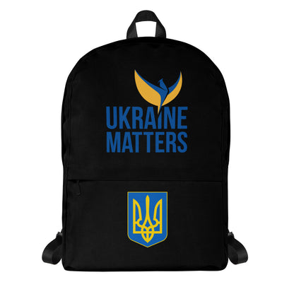 Black Backpack - Ukraine Matters Logo