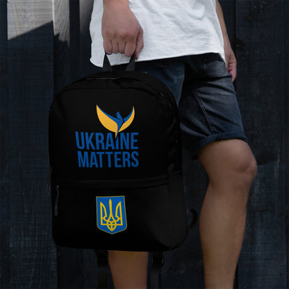 Black Backpack - Ukraine Matters Logo