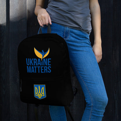 Black Backpack - Ukraine Matters Logo