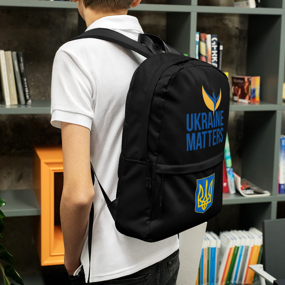 Black Backpack - Ukraine Matters Logo