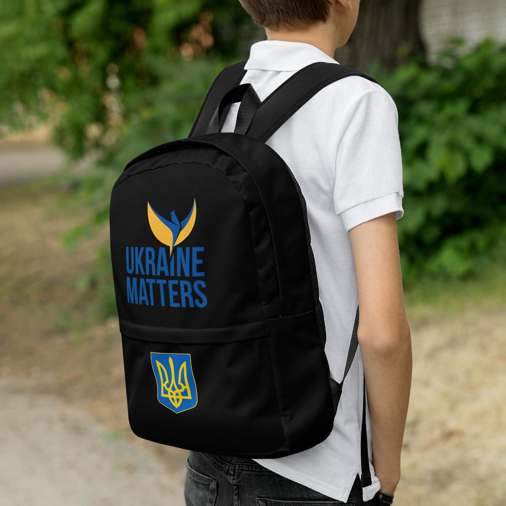 Black Backpack - Ukraine Matters Logo