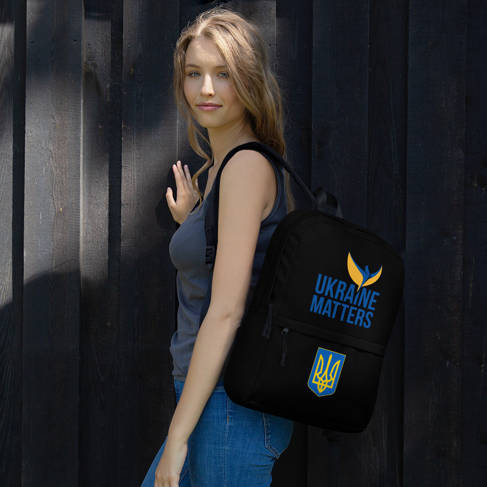 Black Backpack - Ukraine Matters Logo