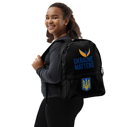 Black Backpack - Ukraine Matters Logo