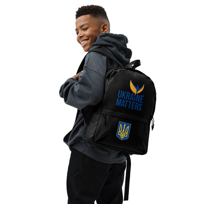 Black Backpack - Ukraine Matters Logo