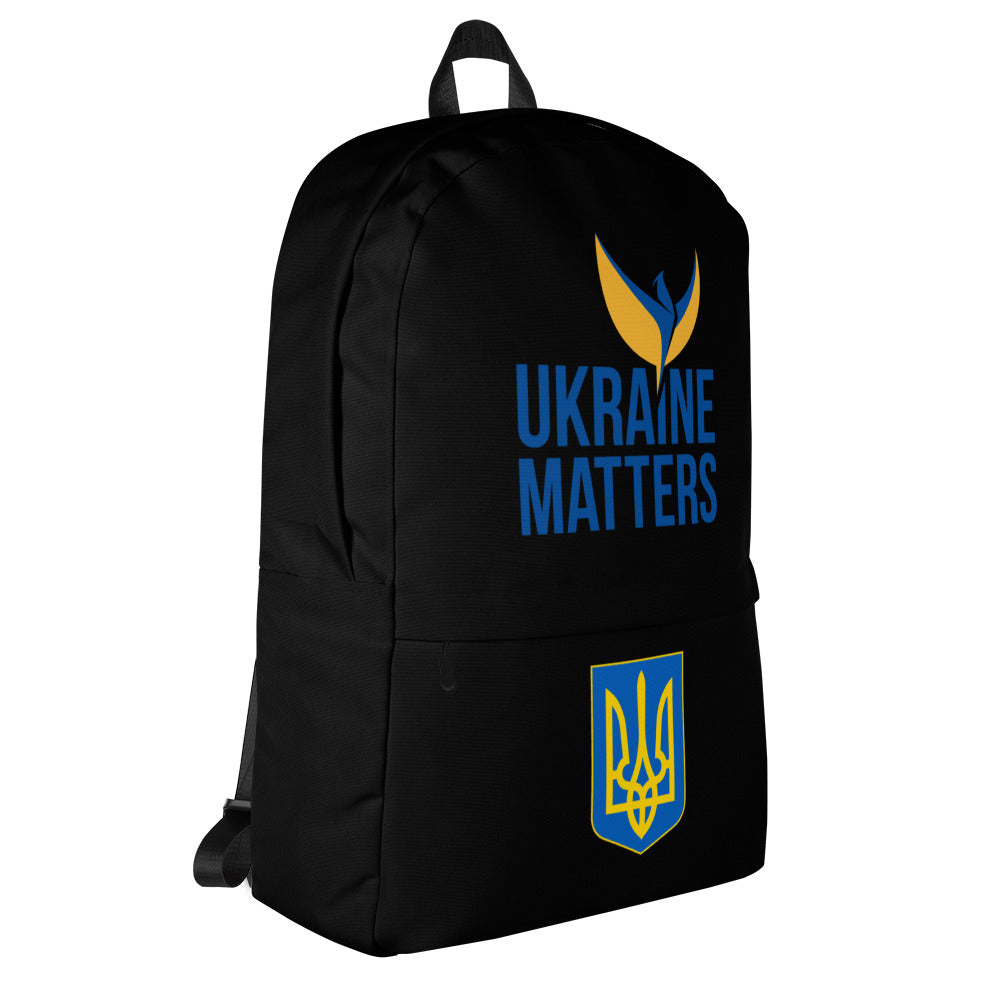 Black Backpack - Ukraine Matters Logo